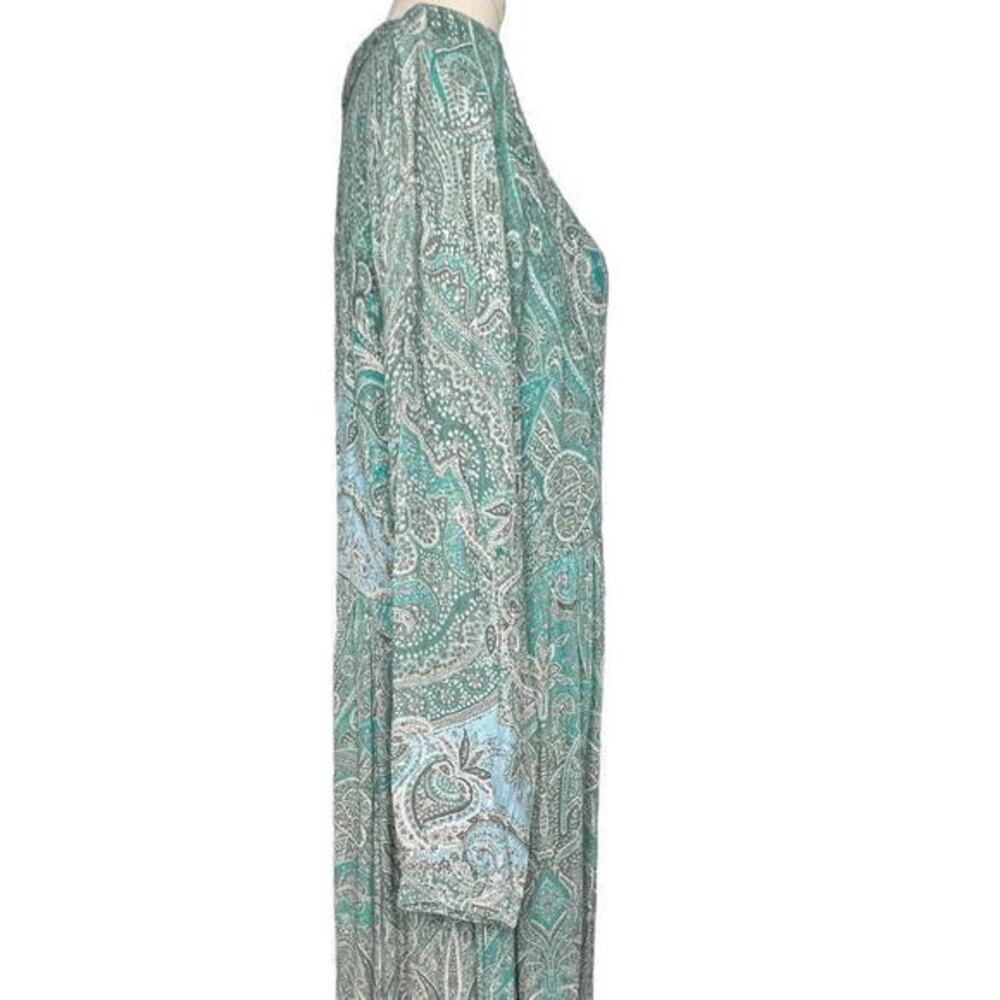 Soft Surroundings Aqua Scroll Design‎ Button Up Dress Adair Dress Size L… - Picture 5 of 14